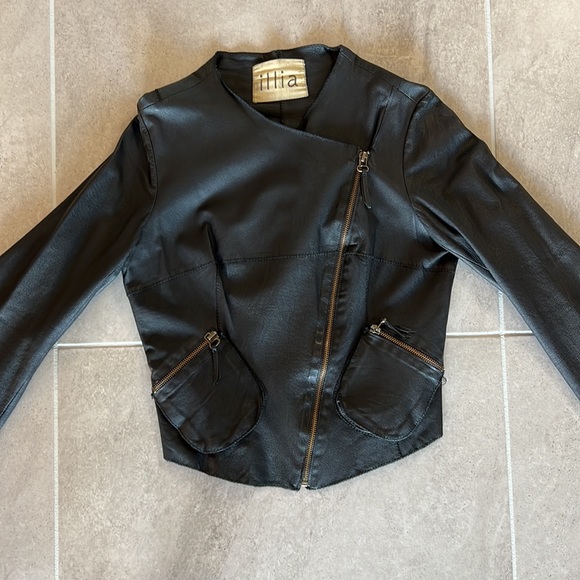 illia 100% Leather Jacket Size 4 - Picture 3 of 7